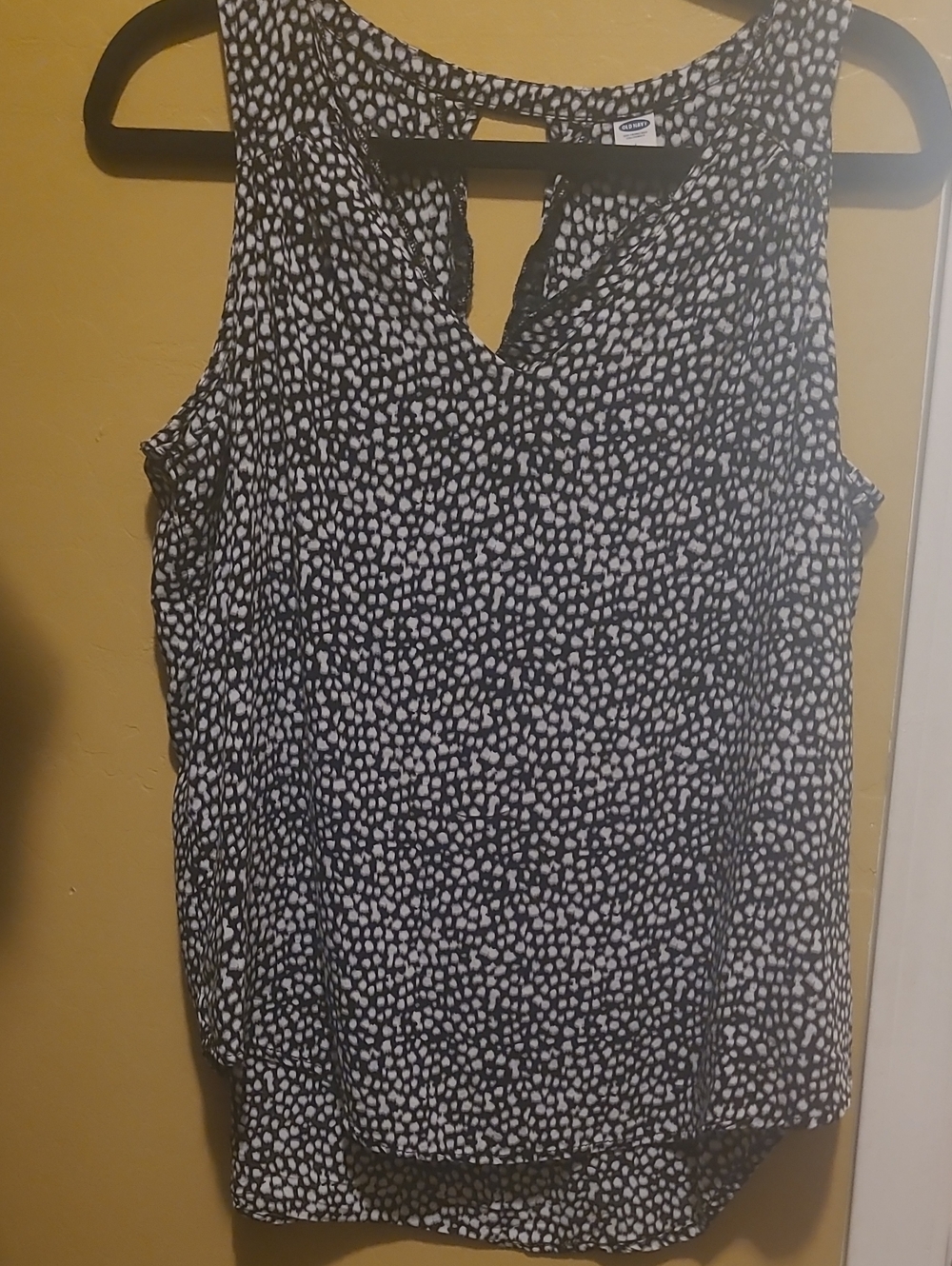Old Navy Black and White Dot-Print A-Line Skirt